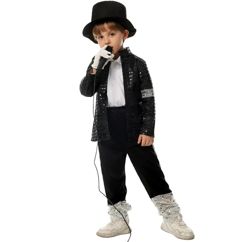 Kids Pop Star Dance Costume Sparkling Jacket & Pants
