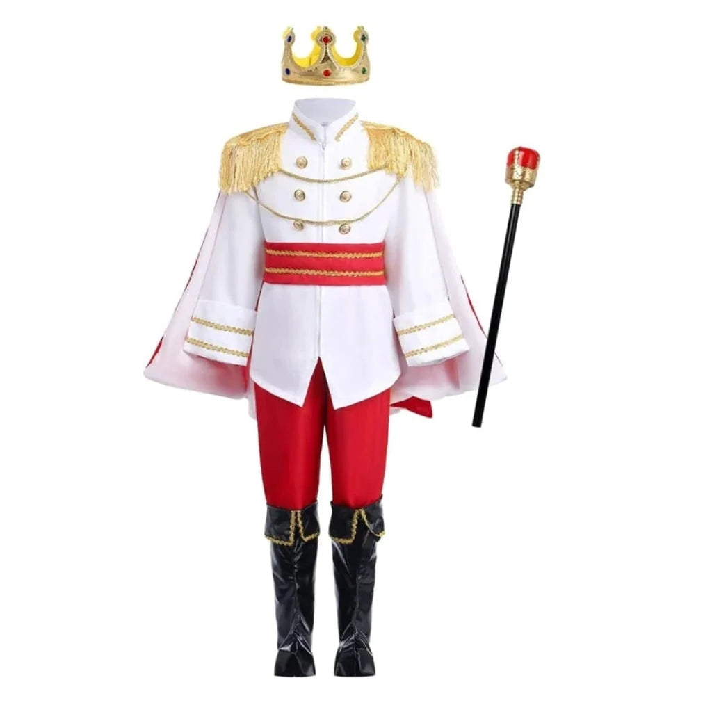 Kids Prince Costume Satin Jacket & Crown Set