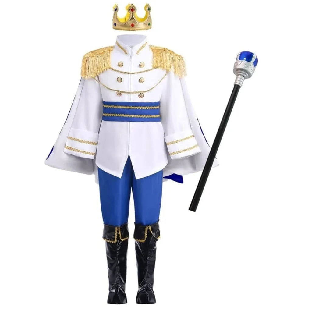 Kids Prince Costume Satin Jacket & Crown Set