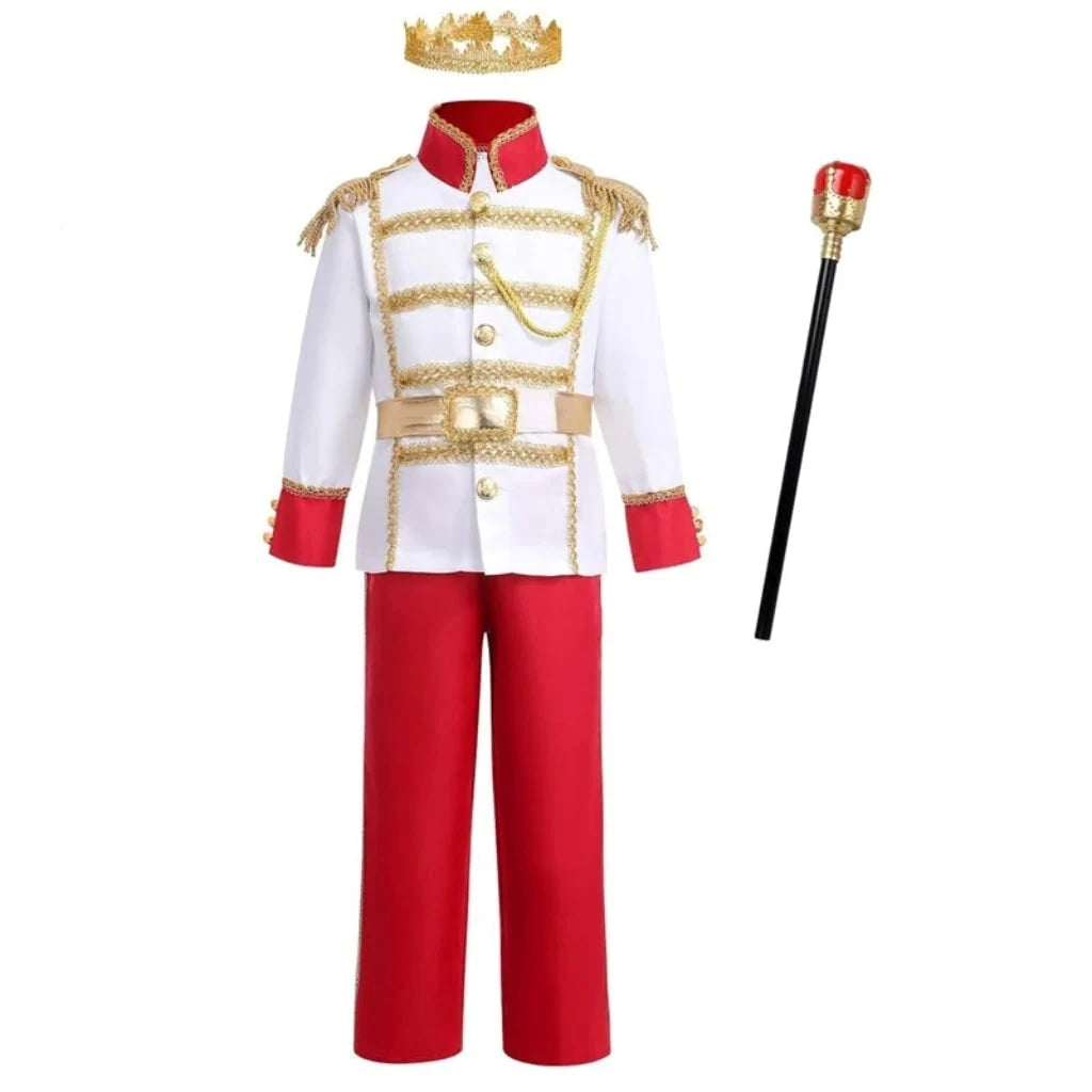 Kids Prince Costume Satin Jacket & Crown Set