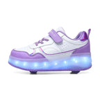 Kids Roller Shoes Foldable Wheels & Rechargeable LED