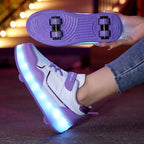 Kids Roller Shoes Foldable Wheels & Rechargeable LED
