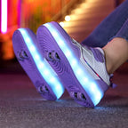 Kids Roller Shoes Foldable Wheels & Rechargeable LED
