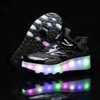 Kids Roller Shoes LED Lights & Fold-Out Wheels Non-Slip Sole