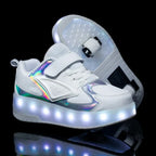 Kids Roller Shoes LED Lights & Fold-Out Wheels Non-Slip Sole