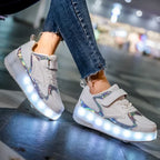 Kids Roller Shoes LED Lights & Fold-Out Wheels Non-Slip Sole