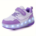 Kids Roller Shoes Removable Wheels USB Rechargeable LED