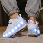 Kids Roller Shoes Removable Wheels USB Rechargeable LED