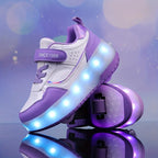 Kids Roller Shoes Removable Wheels USB Rechargeable LED
