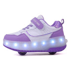Kids Roller Shoes Removable Wheels USB Rechargeable LED