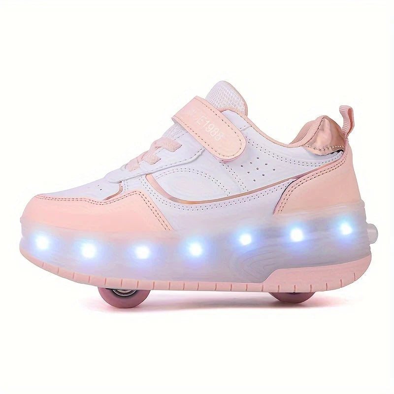 Kids Roller Shoes Removable Wheels USB Rechargeable LED