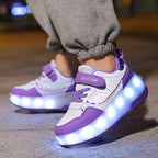 Kids Roller Shoes Removable Wheels USB Rechargeable LED