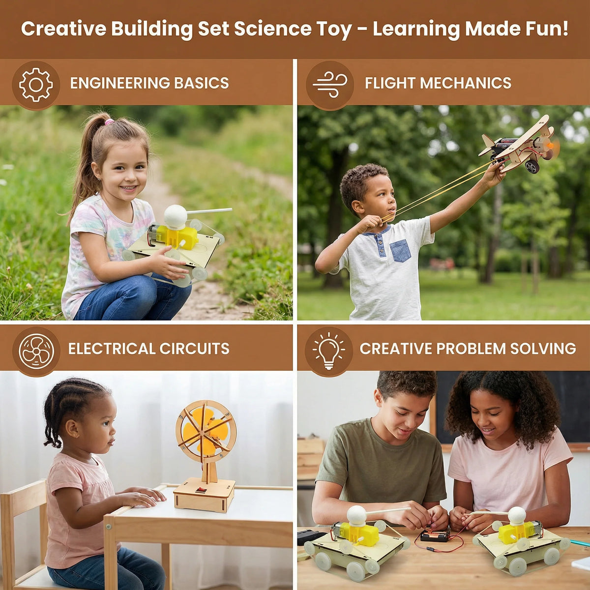 Kids STEM Building Set Snap-Together Hydraulic & Motorized Models
