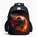 Kids School Backpack Canvas Flaming Soccer Ball Padded Straps