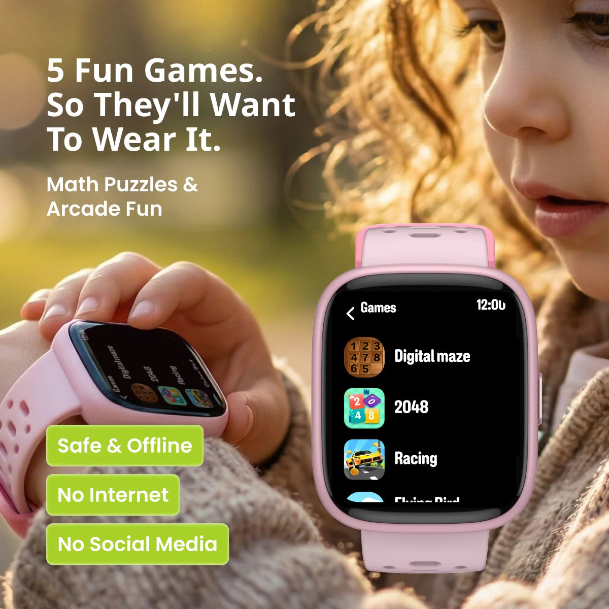 Kids Smart Watch GPS Tracking 7-Day Battery