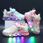 Kids Sneakers LED Light Sole Breathable Mesh Velcro Closure