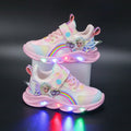 Kids Sneakers LED Light Sole Breathable Mesh Velcro Closure