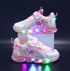 Kids Sneakers LED Light Sole Breathable Mesh Velcro Closure