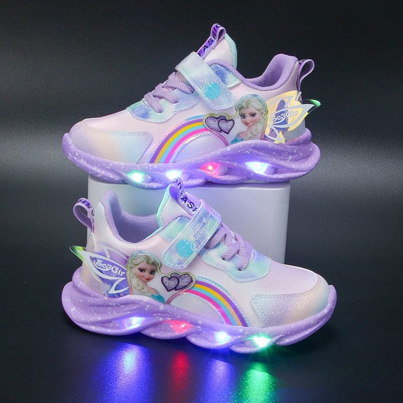 Kids Sneakers LED Light Sole Breathable Mesh Velcro Closure