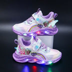 Kids Sneakers LED Light Sole Breathable Mesh Velcro Closure