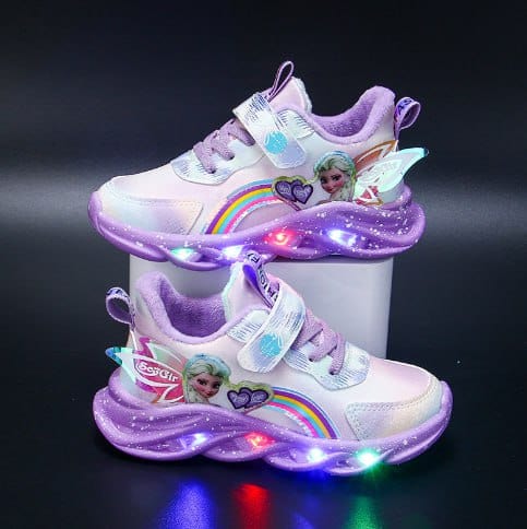 Kids Sneakers LED Light Sole Breathable Mesh Velcro Closure