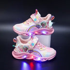 Kids Sneakers LED Light Sole Breathable Mesh Velcro Closure