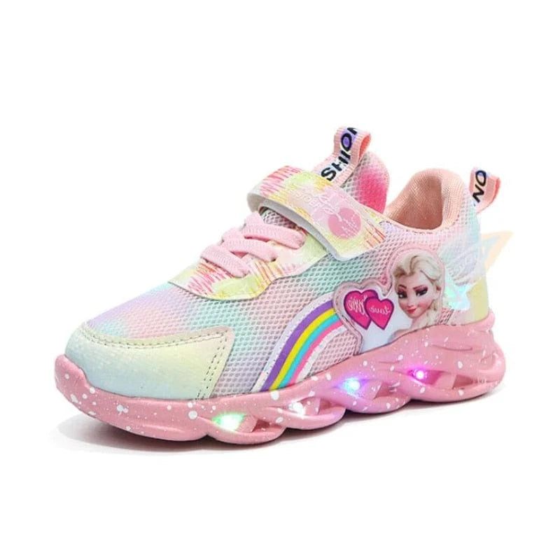Kids Sneakers LED Light Sole Breathable Mesh Velcro Closure