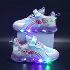 Kids Sneakers LED Light Sole Breathable Mesh Velcro Closure