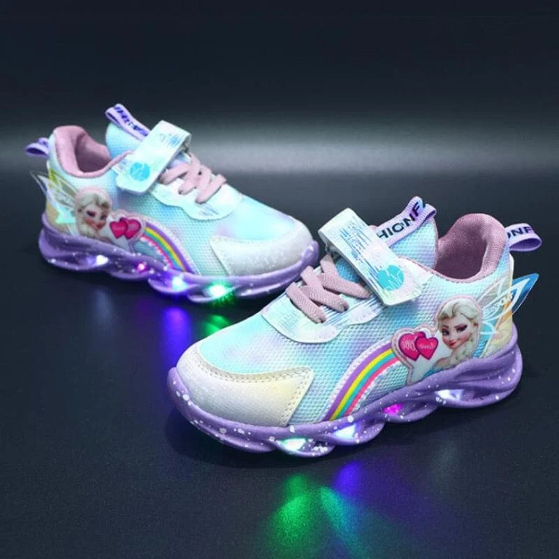 Kids Sneakers LED Light Sole Breathable Mesh Velcro Closure