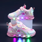 Kids Sneakers LED Light Sole Breathable Mesh Velcro Closure