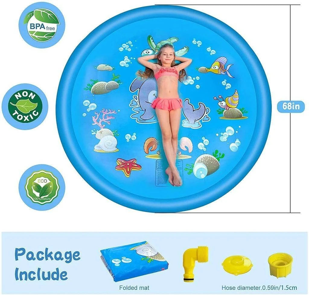 Kids Splash Pad 68-Inch Adjustable Spray & Inflatable Edge