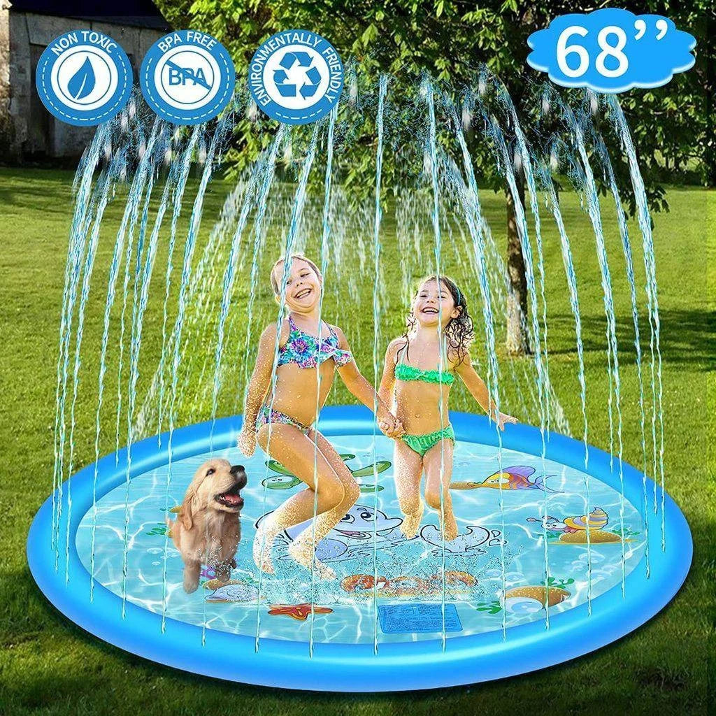 Kids Splash Pad 68-Inch Adjustable Spray & Inflatable Edge
