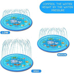 Kids Splash Pad 68-Inch Adjustable Spray & Inflatable Edge