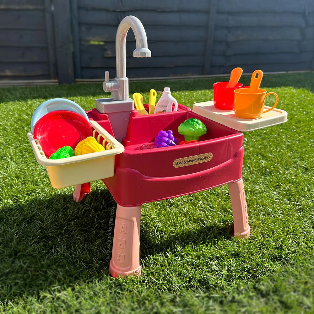Kids Standing Sink Continuous Flow Tap 19-Piece Accessory Set