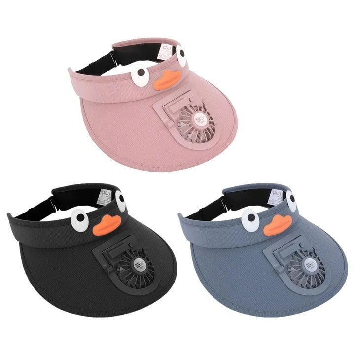 Kids Sun Visor Solar-Powered Cooling Fan UV-Blocking