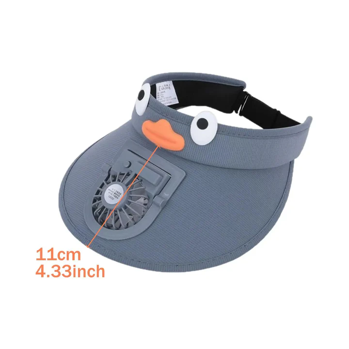 Kids Sun Visor Solar-Powered Cooling Fan UV-Blocking