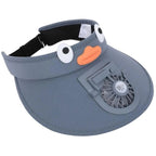 Kids Sun Visor Solar-Powered Cooling Fan UV-Blocking