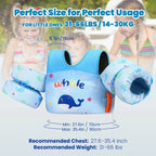 Kids Swim Vest Foam Core & Built-In Arm Floats