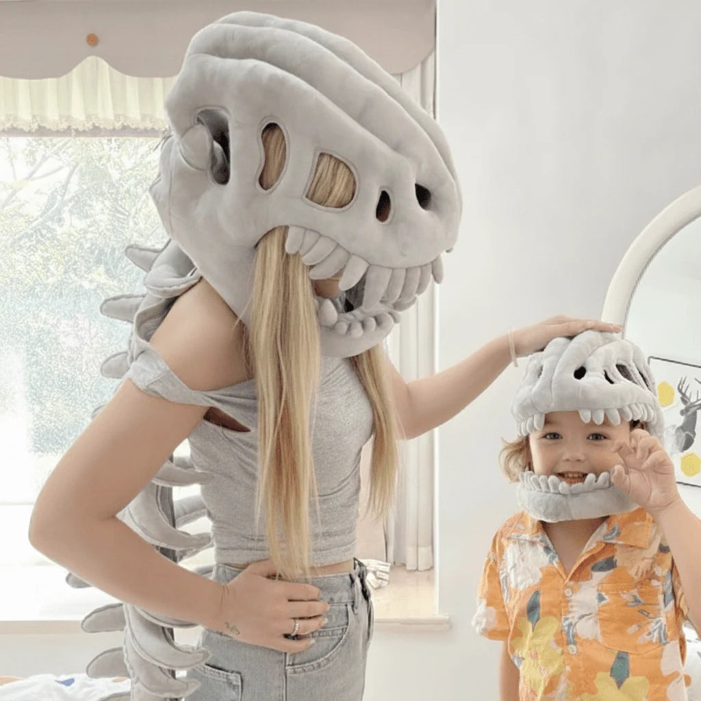 Kids T-Rex Costume Soft Plush Hood & Flexible Tail