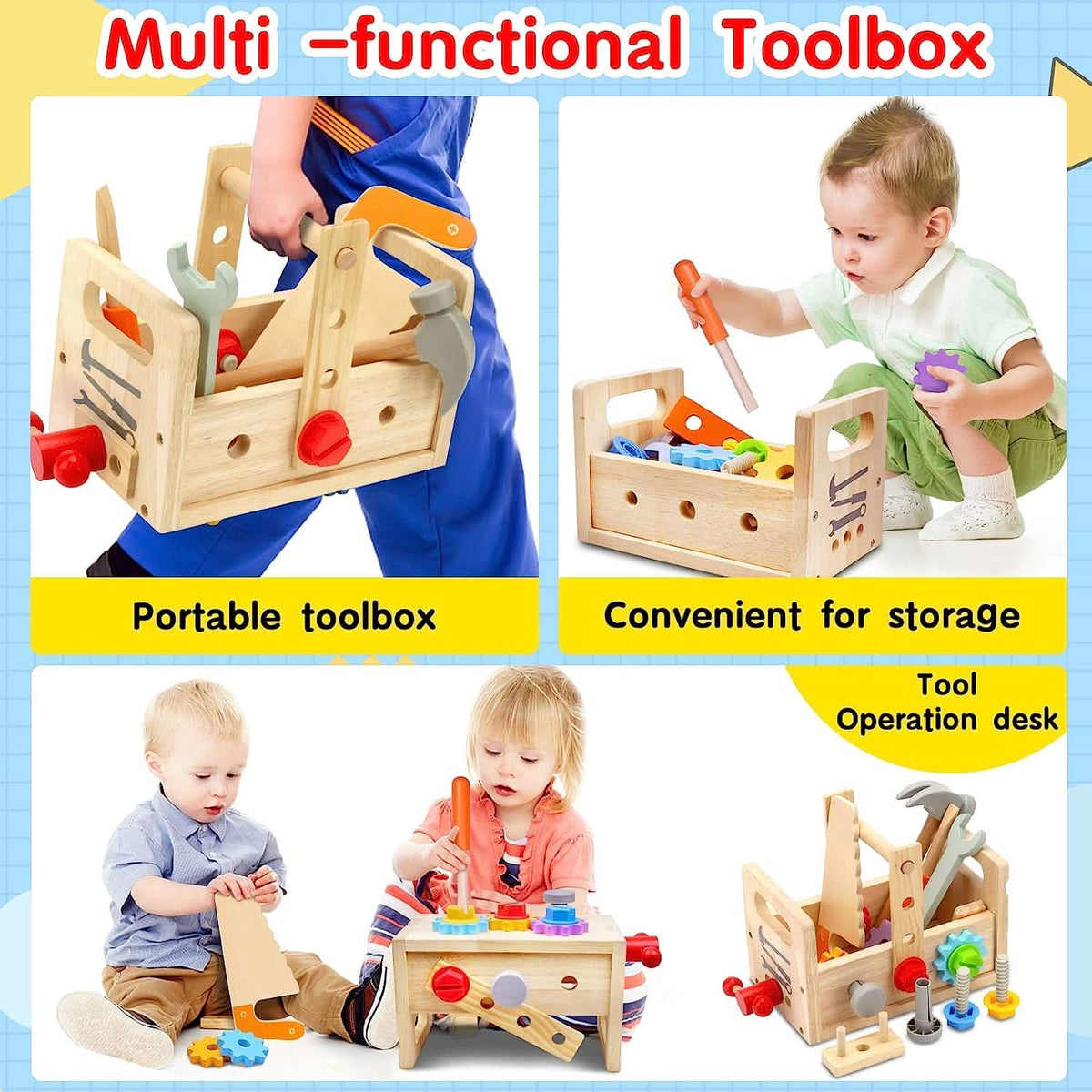Kids Toolbox Wooden Workbench & Storage
