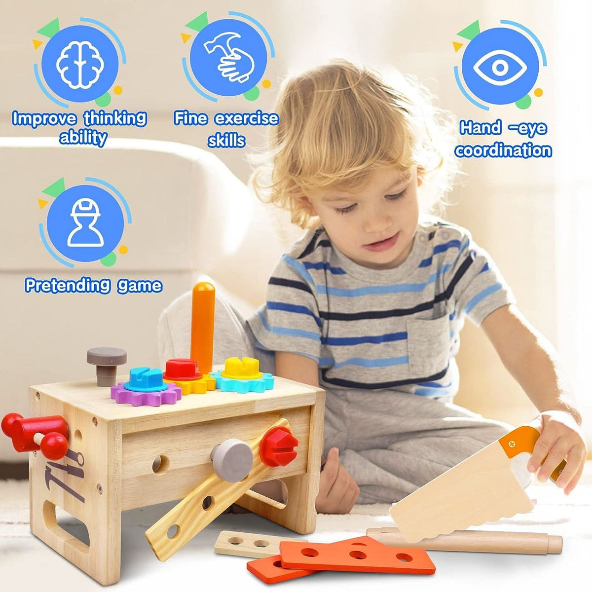 Kids Toolbox Wooden Workbench & Storage
