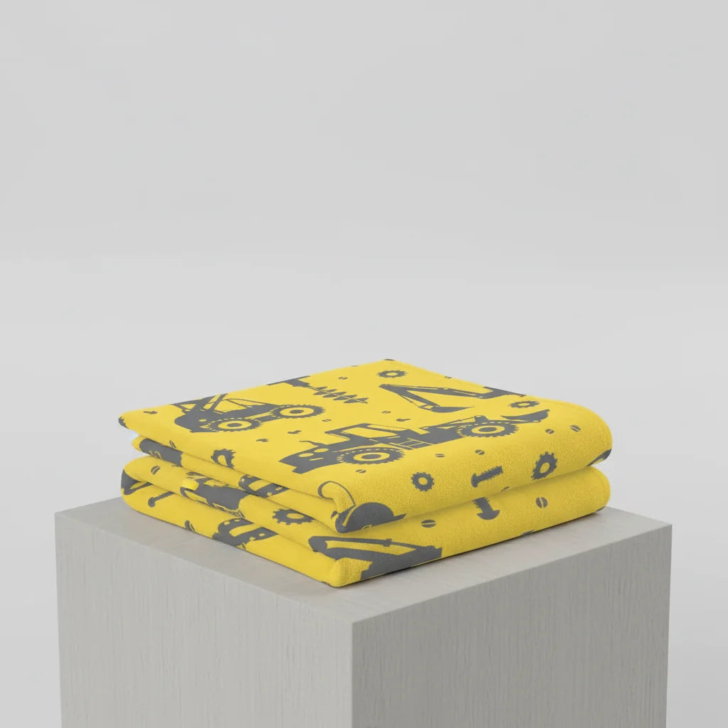 Kids Towel Set Two-Piece Construction Vehicle Print Quick-Dry