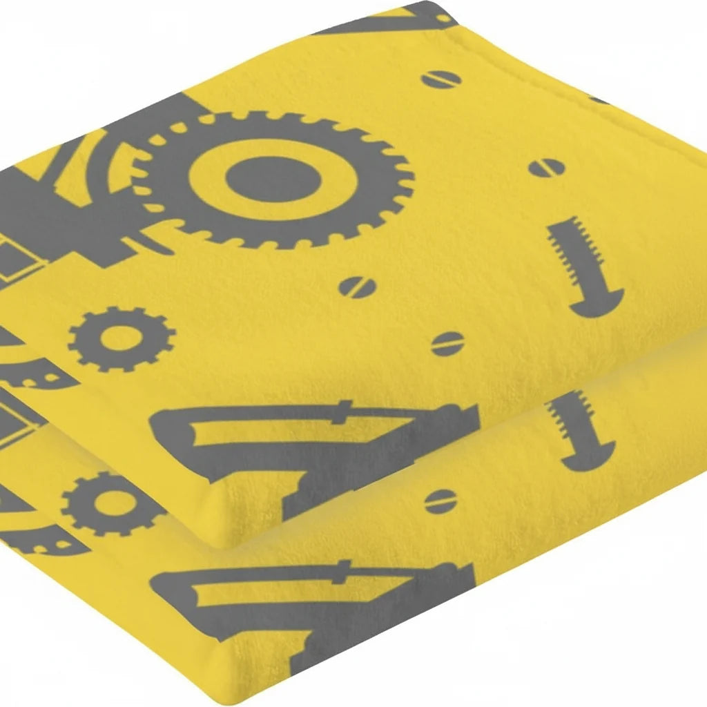 Kids Towel Set Two-Piece Construction Vehicle Print Quick-Dry