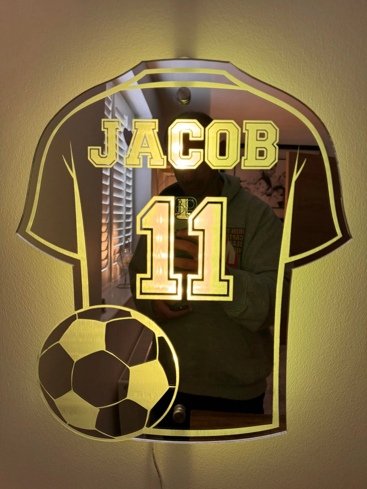 Kids Wall Mirror Football Shirt Personalized Name & Number