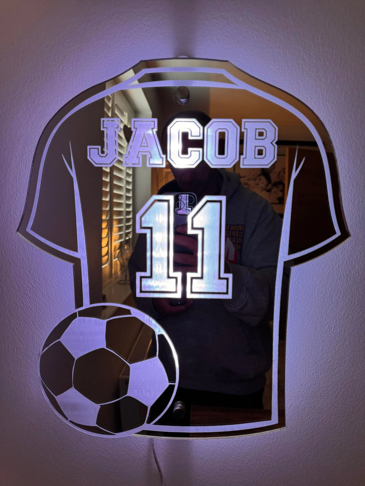 Kids Wall Mirror Football Shirt Personalized Name & Number