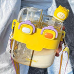 Kids Water Bottle Double Bin Straw Spout 500ml