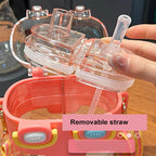 Kids Water Bottle Double Bin Straw Spout 500ml