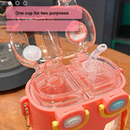 Kids Water Bottle Double Bin Straw Spout 500ml