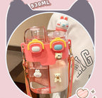 Kids Water Bottle Double Bin Straw Spout 500ml