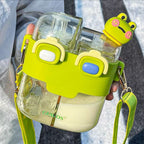 Kids Water Bottle Double Bin Straw Spout 500ml